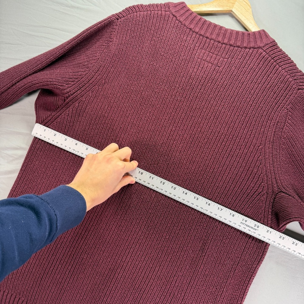 Duluth Trading Co Sweater Mens Large Red Burgundy Henley Thick Knit Cotton Gorp - Picture 10 of 12